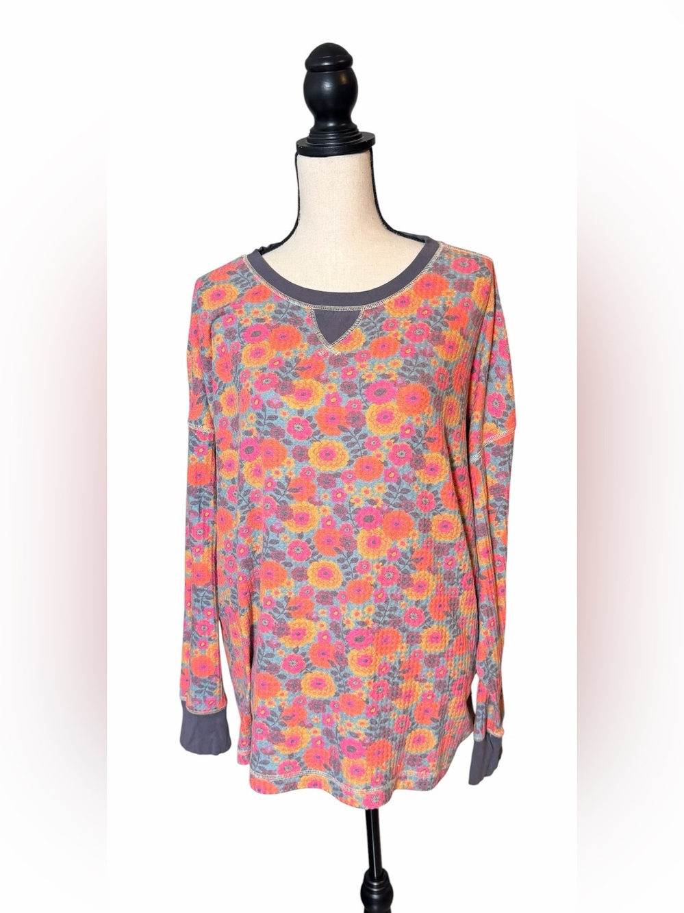 Natural Life Boho Waffle Knit Pajama Lounge Set - 3 Pieces, Floral Size XL - Picture 2 of 14